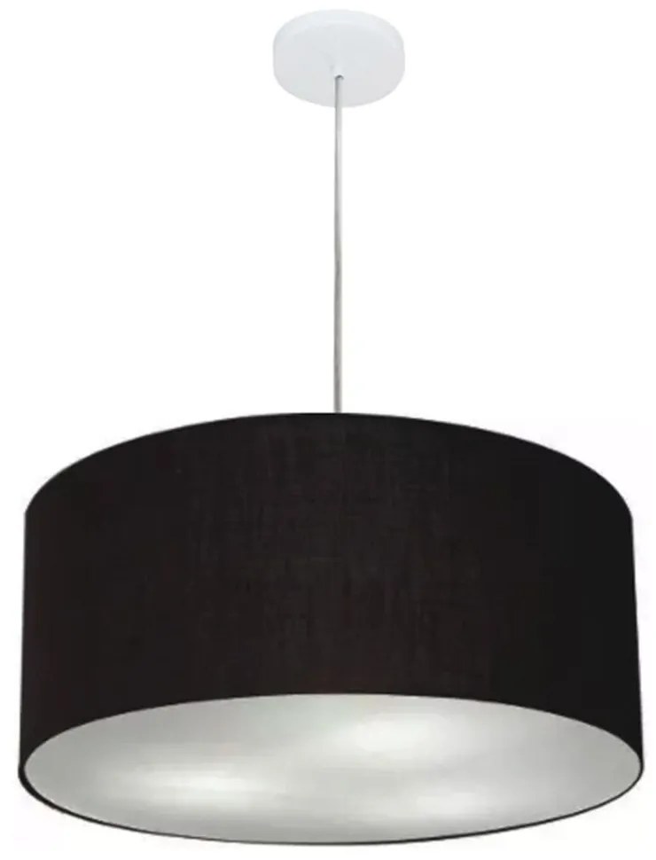 Lustre Pendente Cilíndrico Md-4100 Cúpula em Tecido 50x25cm Preto - Bivolt