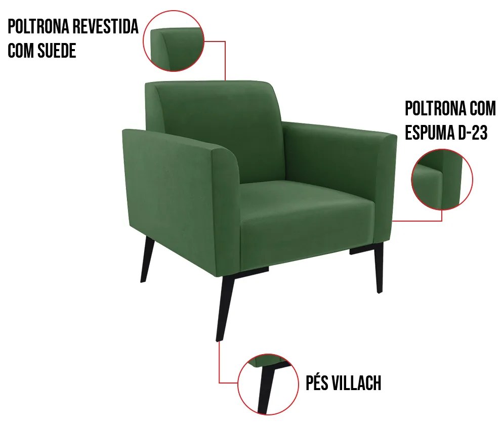 Poltrona Pés Villach Marisa Suede - Verde