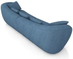 Sofá 2 Lugares 212cm Orgânico Pé Madeira Yume Linho Azul Z55 - Mpozena
