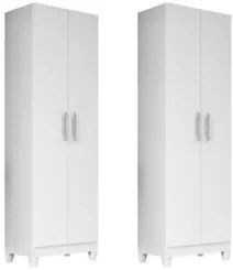 Kit 2 Armários Multiuso Organizador 2 Portas Astrid Z17 Branco - Mpoze