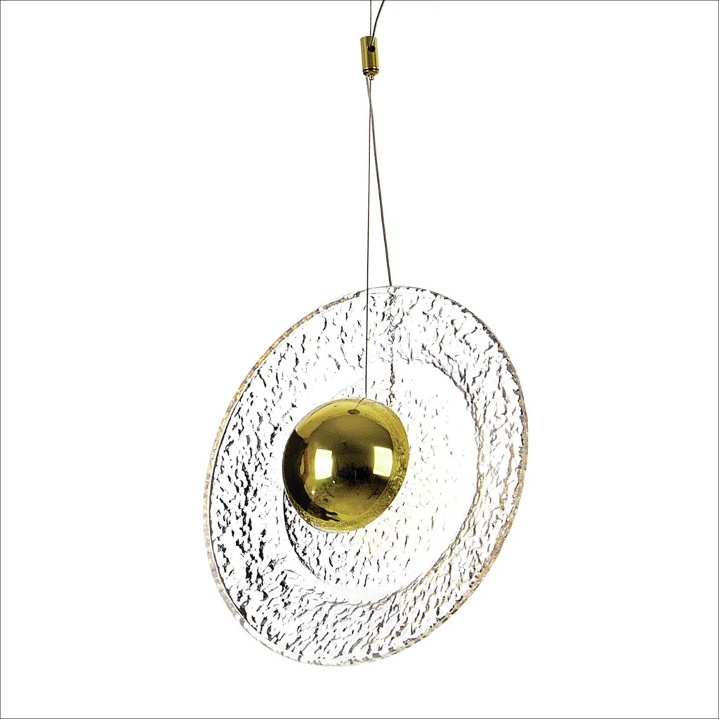Pendente Cerchio Ø27,5X9,5Cm Disco De Vidro E Metal Alumínio 01Xled 5,... (HONEY)