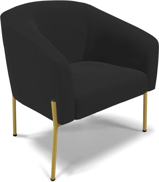Cadeira Sala de Jantar Pé de Ferro Dourado Stella Veludo D03 - D'Rossi - Preto