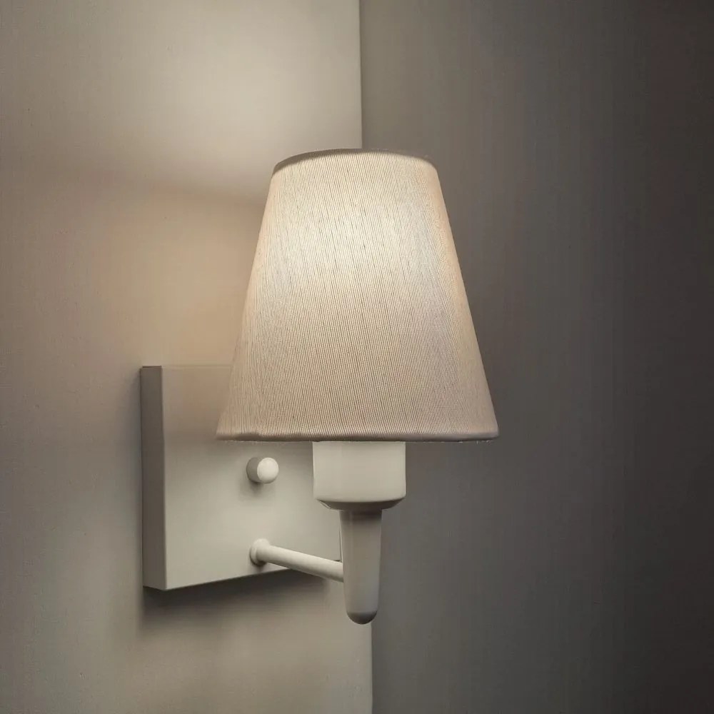 Arandela Quadrada Md-2034 Branco Cúpula em Tecido Cone Branco - Bivolt