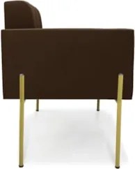 Poltrona Para Sala Pé Metal Dourado Kit 2 Ana Suede Marrom - Ibiza