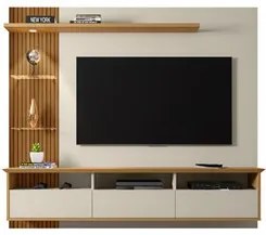 Painel Bancada Suspensa Para TV Até 60 Polegadas Trend Off White/Cinam