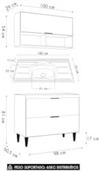 Armário de Cozinha CP01 Com Pia 100cm Pérola Z34 Branco - Mpozenat