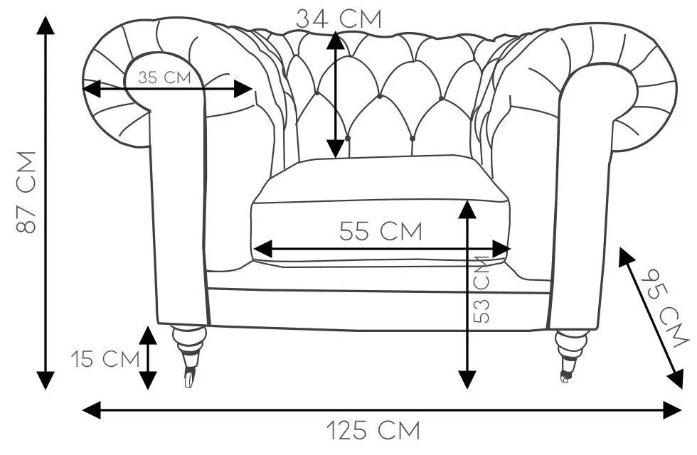 Poltrona Decorativa Sala de Estar Chesterfield Duo Couro Tabaco G40 - Gran Belo