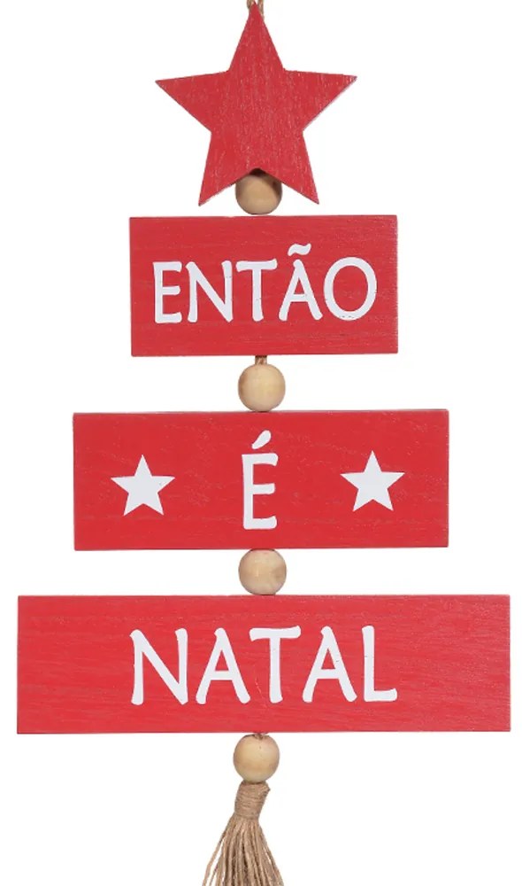 Placa Decorativa Então é Natal Vermelho 39x10 cm F04 - D'Rossi