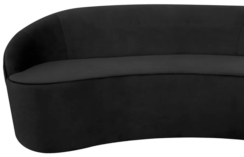 Sofá 3 Lugares Eros D07 Curvo 210cm Braço Esquerdo Veludo Preto - D'Rossi