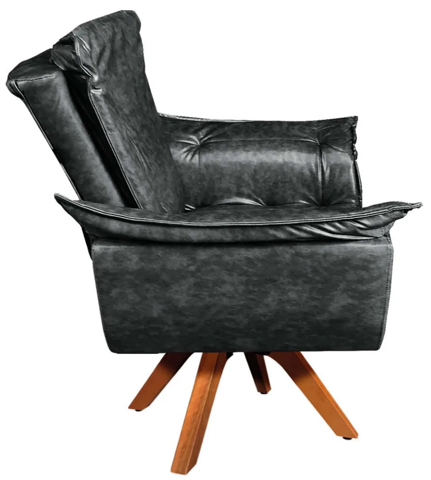 Poltrona Sala de Estar Giratória MM30 Opalla Corano D03 - D'Rossi - Preto
