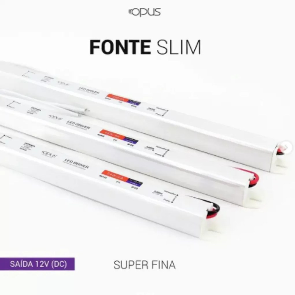 Fonte Slim 36W 3A 12V/dc Bivolt Ip20 | Opus Ac 85858