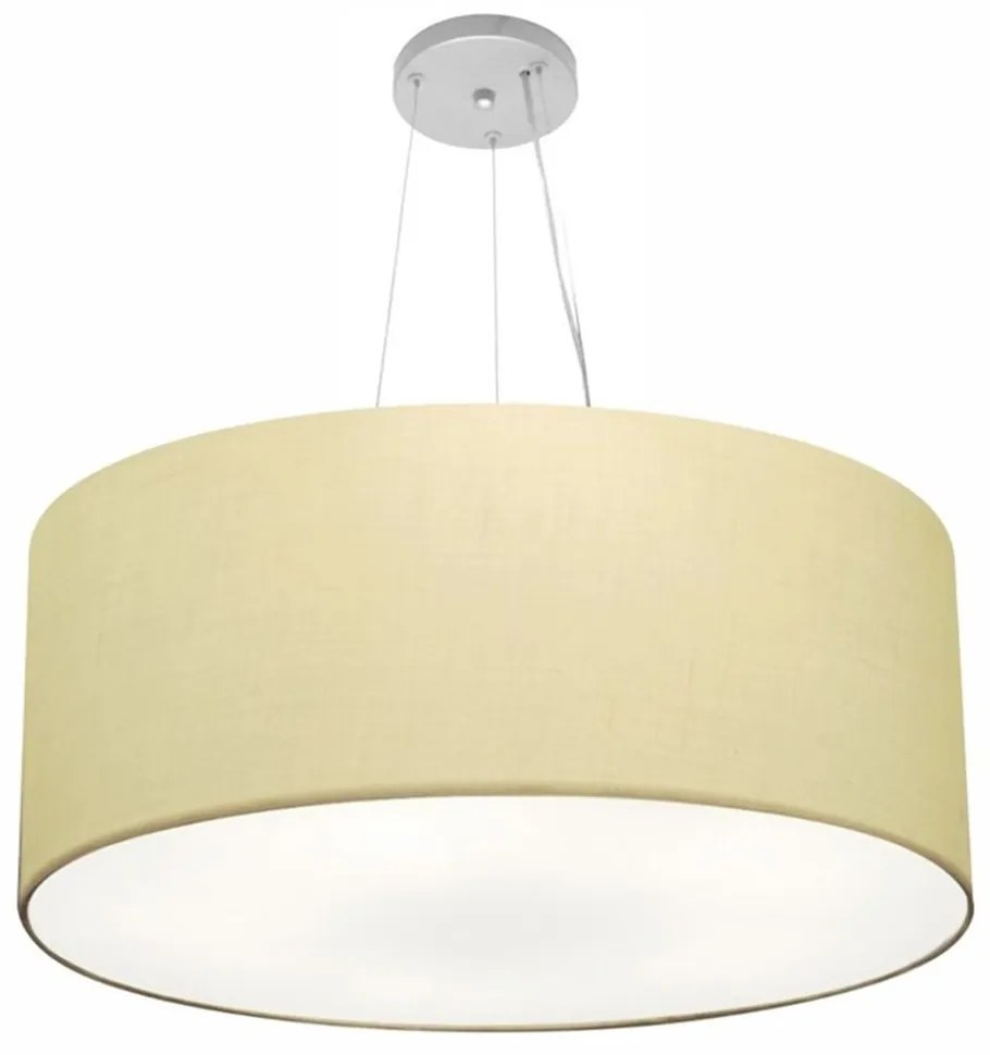 Lustre Pendente Cilíndrico Md-4150 Cúpula em Tecido 70x21cm Algodão Crú - Bivolt