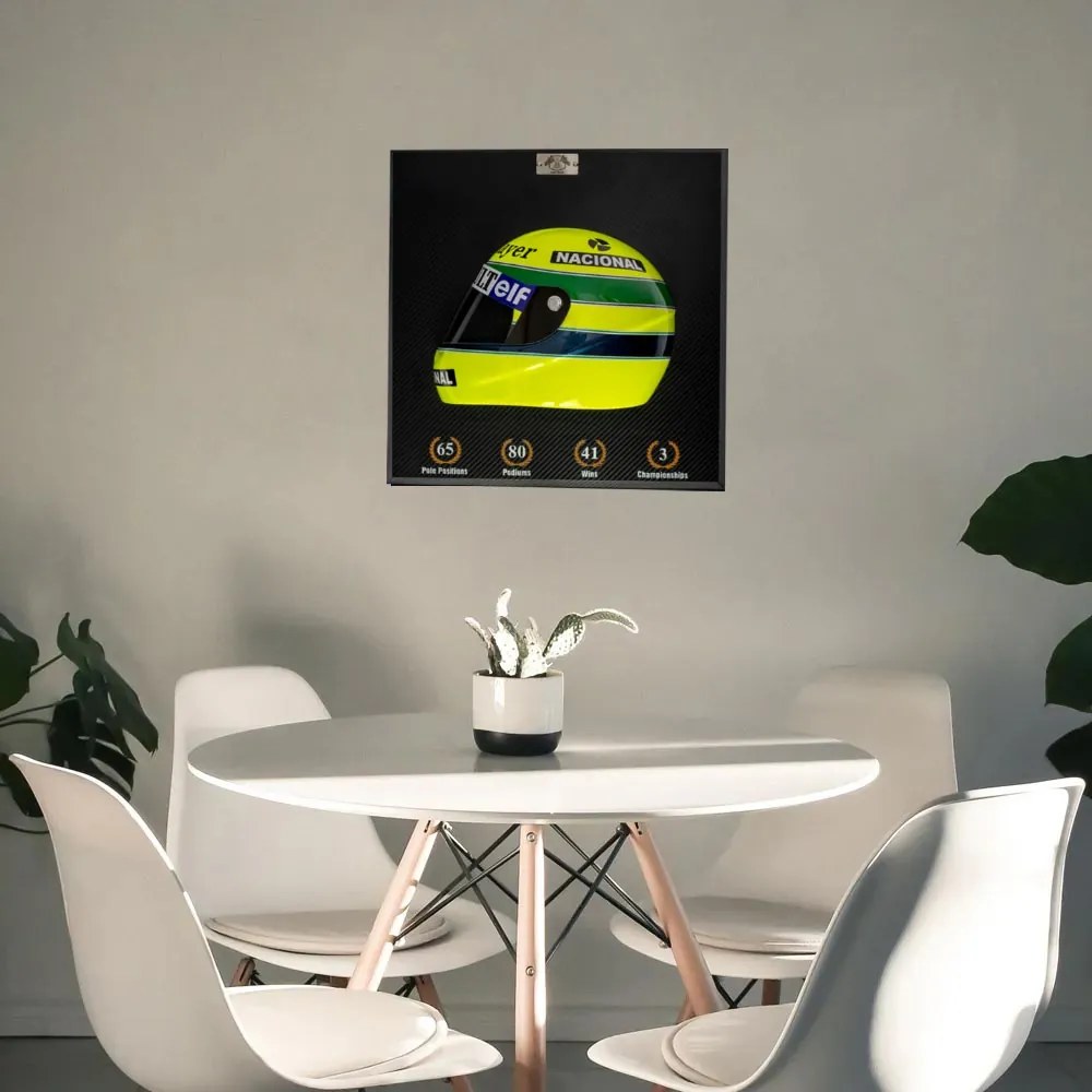 Quadro 3D Decorativo Helmet F1 SN 1985 Amarelo - Gran Belo
