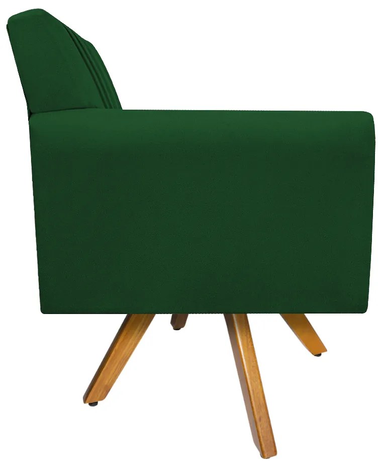 Poltrona Laura Base Giratória de Madeira Suede Verde - ADJ Decor