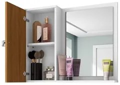 Espelheira Para Banheiro Com Armário 1 Porta Gênova Branco/Ripado - Be