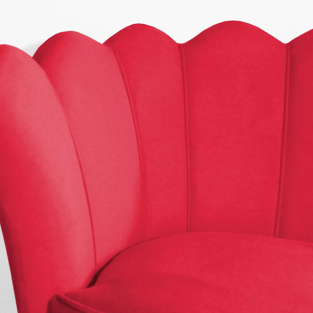 Poltrona Decorativa Dália Pés Palito Veludo Vermelho
