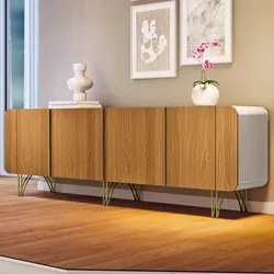 Balcão Aparador Buffet Piacente H01 Off White/Cinamomo - Mpozenato