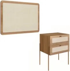 Cabeceira Solteiro e Mesa Pés de Metal Arlo A10 Hanover/Dourado - Mpoz