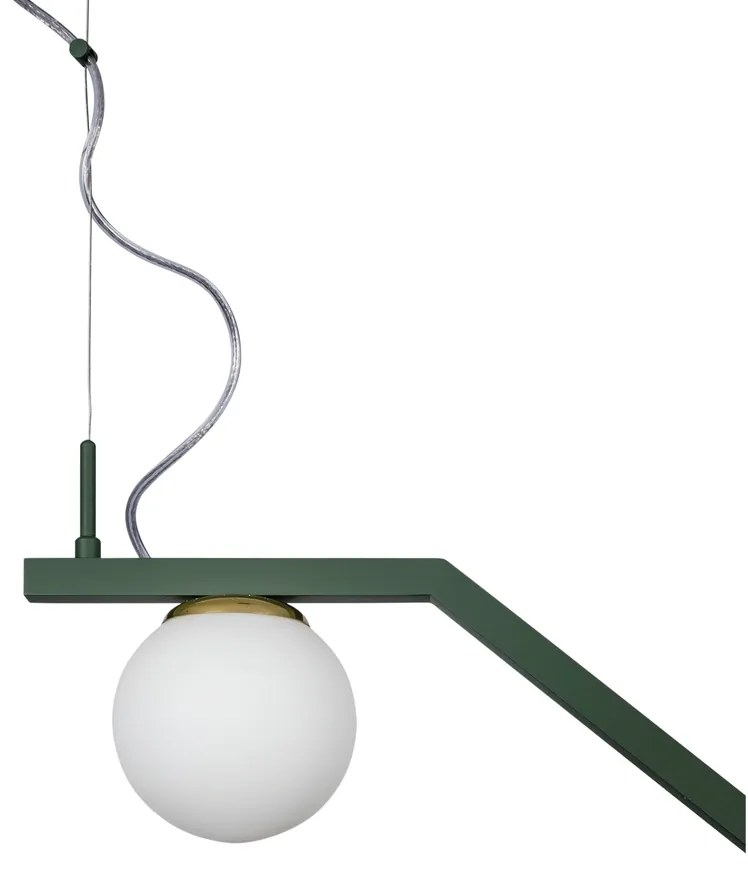 Pendente Zig 110X30Cm 4Xg9 / Cabo Aço Chumbador + Cabo Rayon / Globo Ø... (BT - Branco Texturizado, CLEAR)