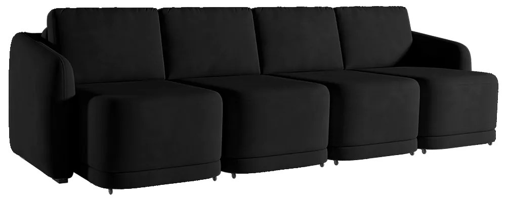 Sofá Cama Modulado Retrátil e Reclinável Decorativo Varsóvia 396cm Veludo Preto G33 - Gran Belo