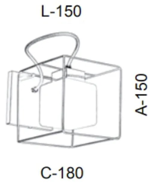 Arandela Aramado Vidro Quadrado 12X17X15Cm Metal E Cubo 01Xg9 |Old Art... (COBRE FOSCO, FOSCO (BRANCO))