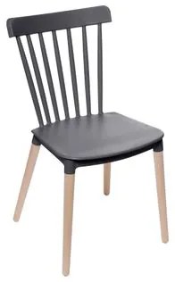 Cadeira Midi Preta em Polipropileno Base em Madeira Or Design