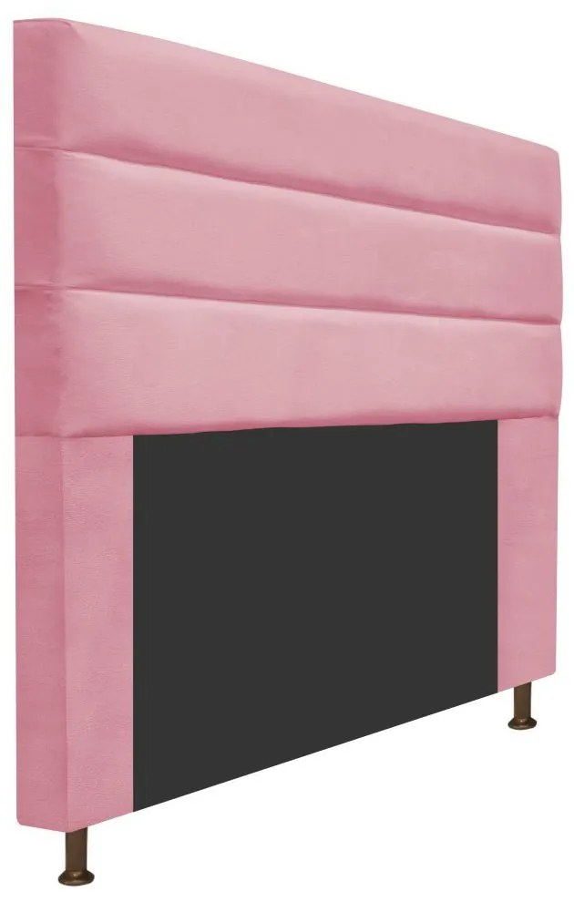 Cabeceira Estofada Turim 160 cm Queen Size Suede Rosa Bebê - ADJ Decor