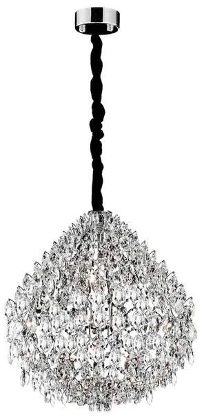 Pendente Cristal Metal Cromado 60Cm Glamour