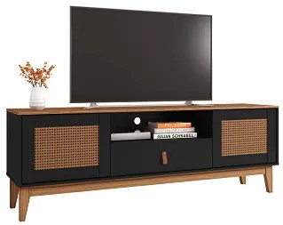 Rack Esmeralda 1.60 Preto/Noce - Casa D Móveis