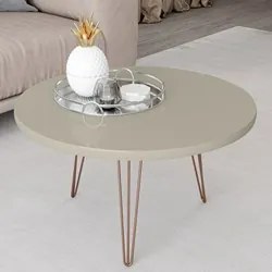 Conjunto Mesas de Centro Redondas Evolution Base Aço Off White - Patri