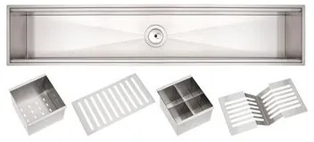 Canal Organizador em Aço Inox Tramontina para Sobrepor Scotch Brite com Acessórios 90x18 cm