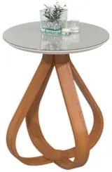 Mesa Lateral Apoio Para Sala Pé de Madeira Samba Off White E05 - Mpoze