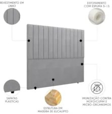 Cabeceira Cama Box Queen 160cm Estofada Plutus Saturno Cinza Z04 - Mpo