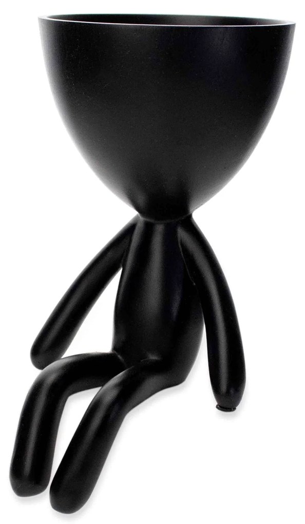 Vaso Decorativo Bob Robert Plant Sentando Em Poliresina Preto 18x10x10 Cm - D'Rossi