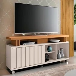 Rack para Sala Bancada de TV 50 Pol. 136cm Briz H01 Off White/Cinamomo