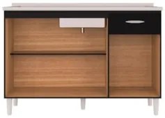 Balcão de Cozinha com Pia Inox 120cm 3 Portas Classic Z46 Preto - Mpoz