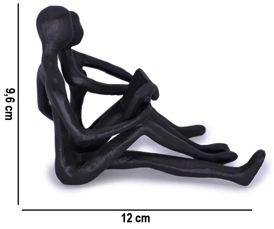 Escultura Decorativa Casal Sentado Em Metal Preto 12 Cm - D'Rossi