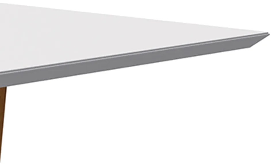 Mesa de Jantar Tampo com Vidro Lita 160 cm Off White Base Ypê - D'Rossi