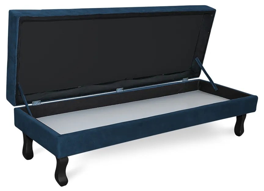 Puff Baú Decorativo Capitonê Luis XV 100x40cm Suede Azul - Sheep Estofados - Azul escuro