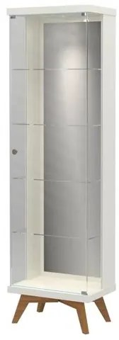 Cristaleira Espelhada Retro Argos com Led cor Off White com Freijo 1,80 MT (LARG) - 59047 Sun House