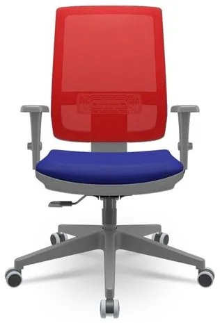 Cadeira Brizza Diretor Grafite Tela Vermelha Assento Aero Azul Base RelaxPlax Piramidal - 66409 Sun House