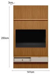 Painel Ripado para TV 60 Pol. com Bancada 141cm Prime Plus L06 Nature/