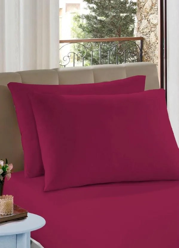 Lençol Solteiro com Elástico Liso Vermelho