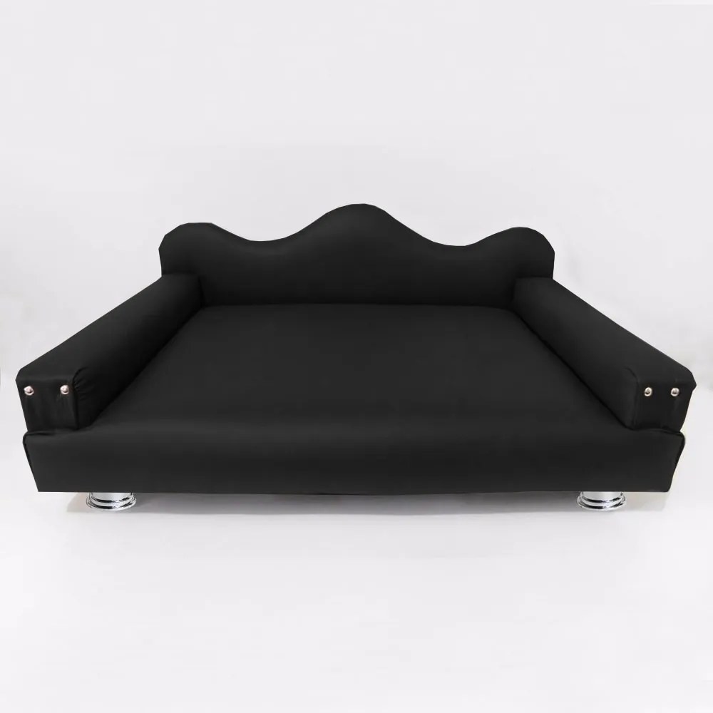 Cama Sofá Pet Meg Para Cães E Gatos Elegante e confortável Courino Preto