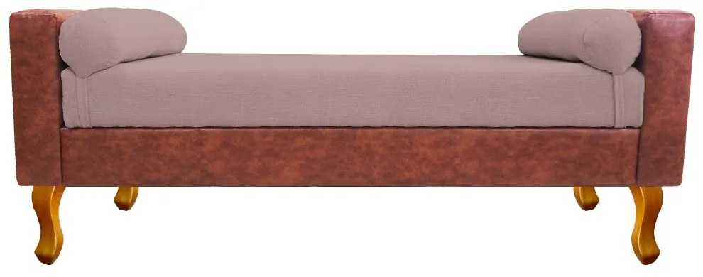 Recamier Félix Casal 140cm Corano Nozes e Linho Rosê - ADJ Decor