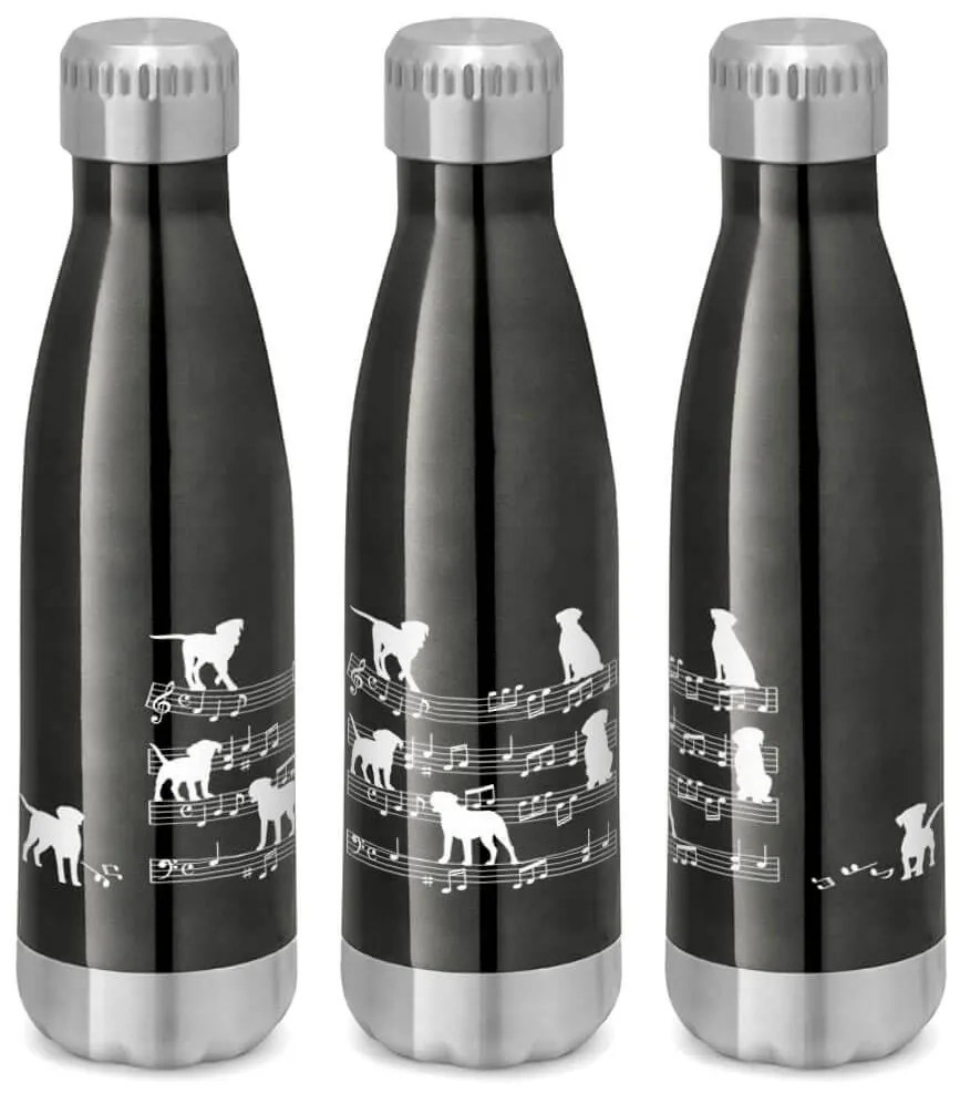 Garrafa Térmica Inox Brilhante 510 ml Cachorro Musical Branco - Chumbo