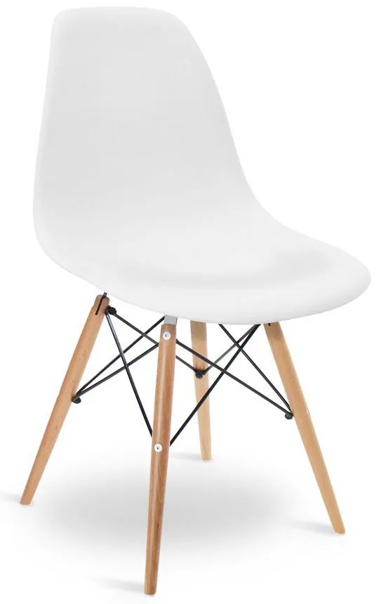 Cadeira Sala de Jantar kit2 Eiffel Eames Base Madeira Branco R02 - D'Rossi