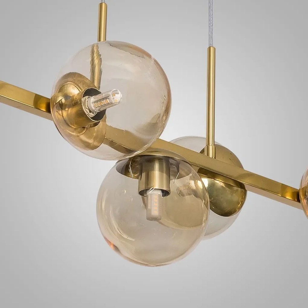 Pendente Mousse C/ 9 Globos 121Cm 9Xg9 / Cabos Cristal / Metal E Globo... (BT - Branco Texturizado, FOSCO)