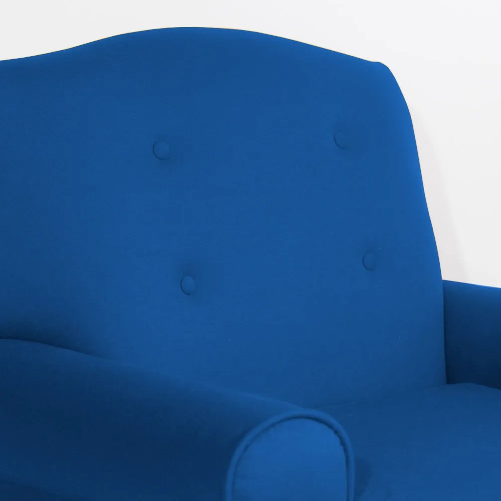 Poltrona da Vovó Lucy Decorativa Luxo Suede Azul Royal