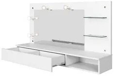 Penteadeira Camarim Suspenso com Espelho 135cm Lumiere M20 Branco - Mp